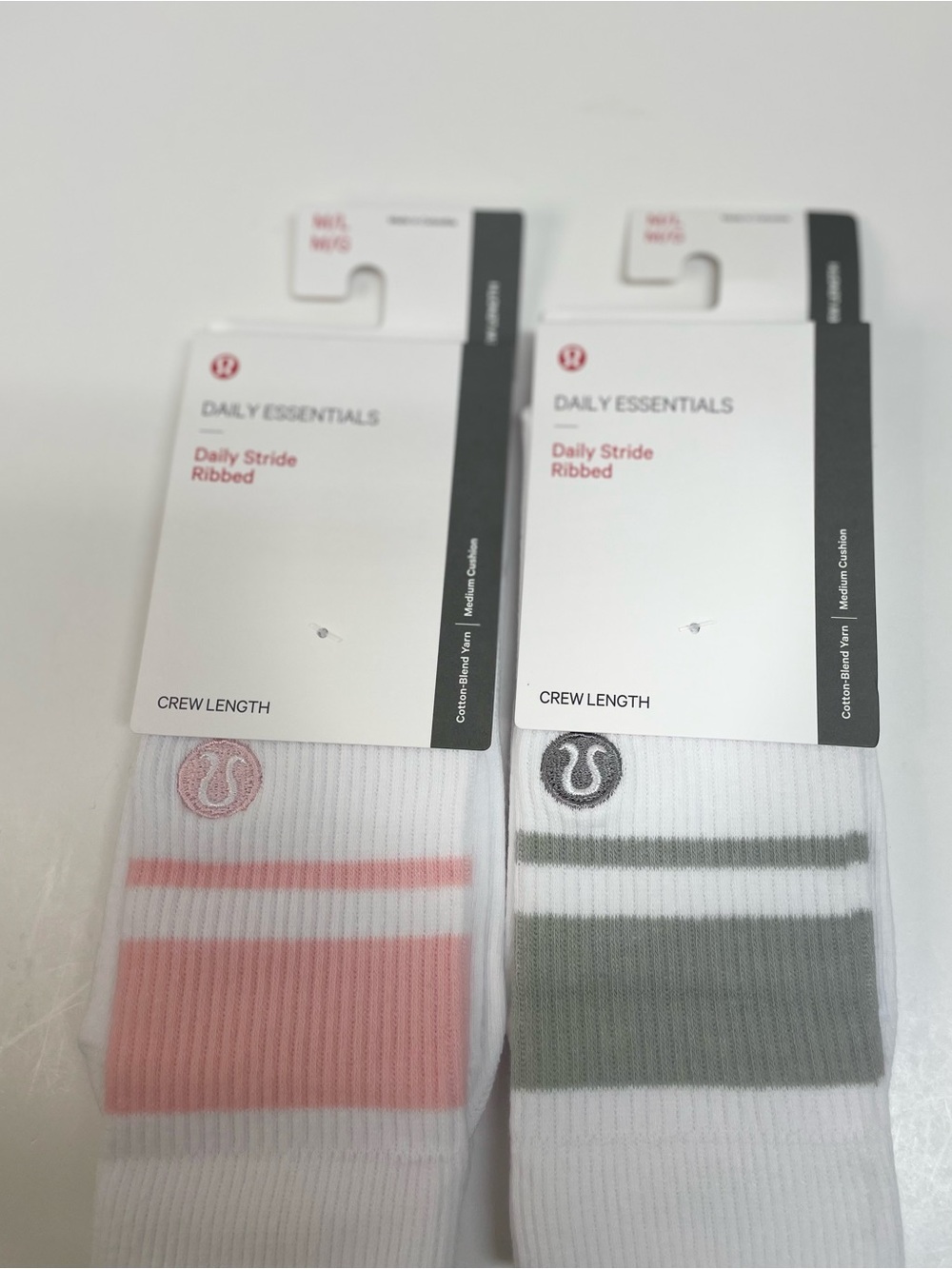 lululemon athletica Daily Essentials Crew Socks - Pink & Gray Stripes - Picture 3 of 3